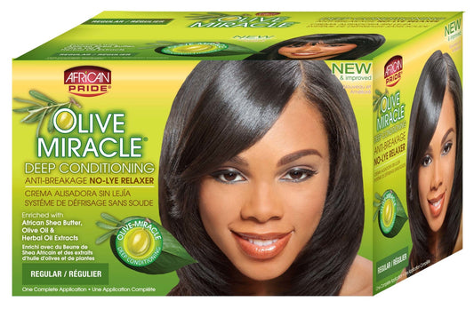 African Pride Olive Miracle – Kit Défrisant Sans Soude Anti-Casse
